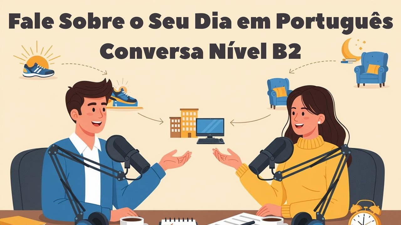 Fale Sobre o Seu Dia em Português - Nível B2 | Aula Fácil para Intermediários | Podcast em Português