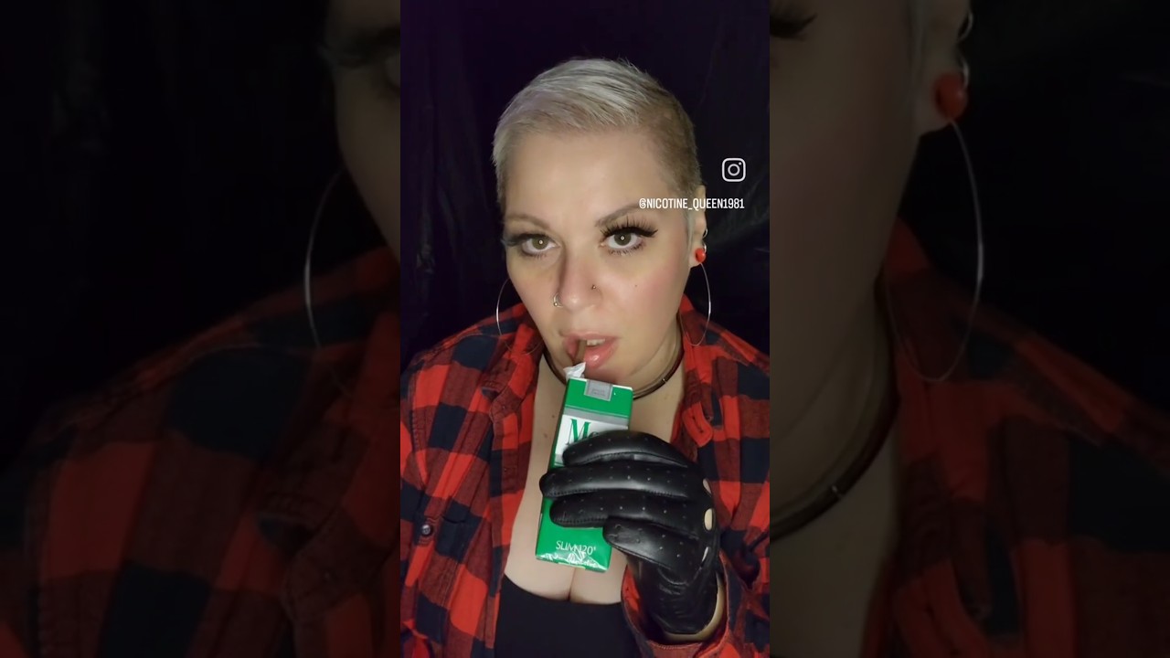 Smoking a More 120 in leather gloves #smoker #gloves #sf #subscribe #blonde #smokinggirl #shorthair
