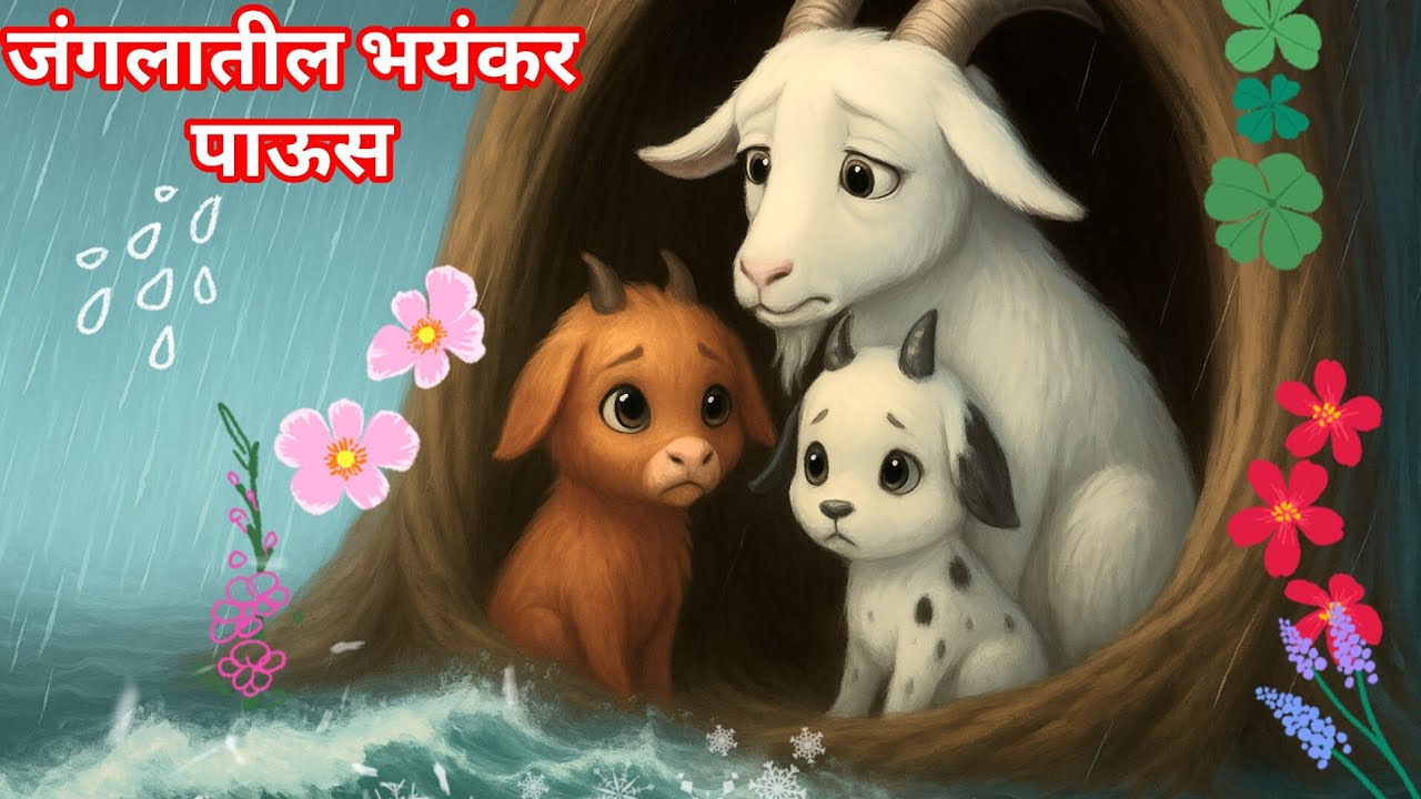 जंगलातील भयंकर पाऊस | बकरीची गोष्ट| Marathi Cartoon| Marathi Goshti| Marathi Bodh katha| @Balchamu 