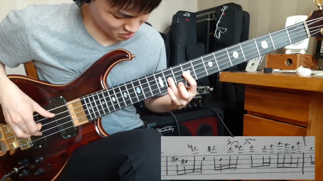 Greg Howe - Crack It Way Open Bass Solo Lesson#12 Slow version + score Alembic Qfilter VictorWooten
