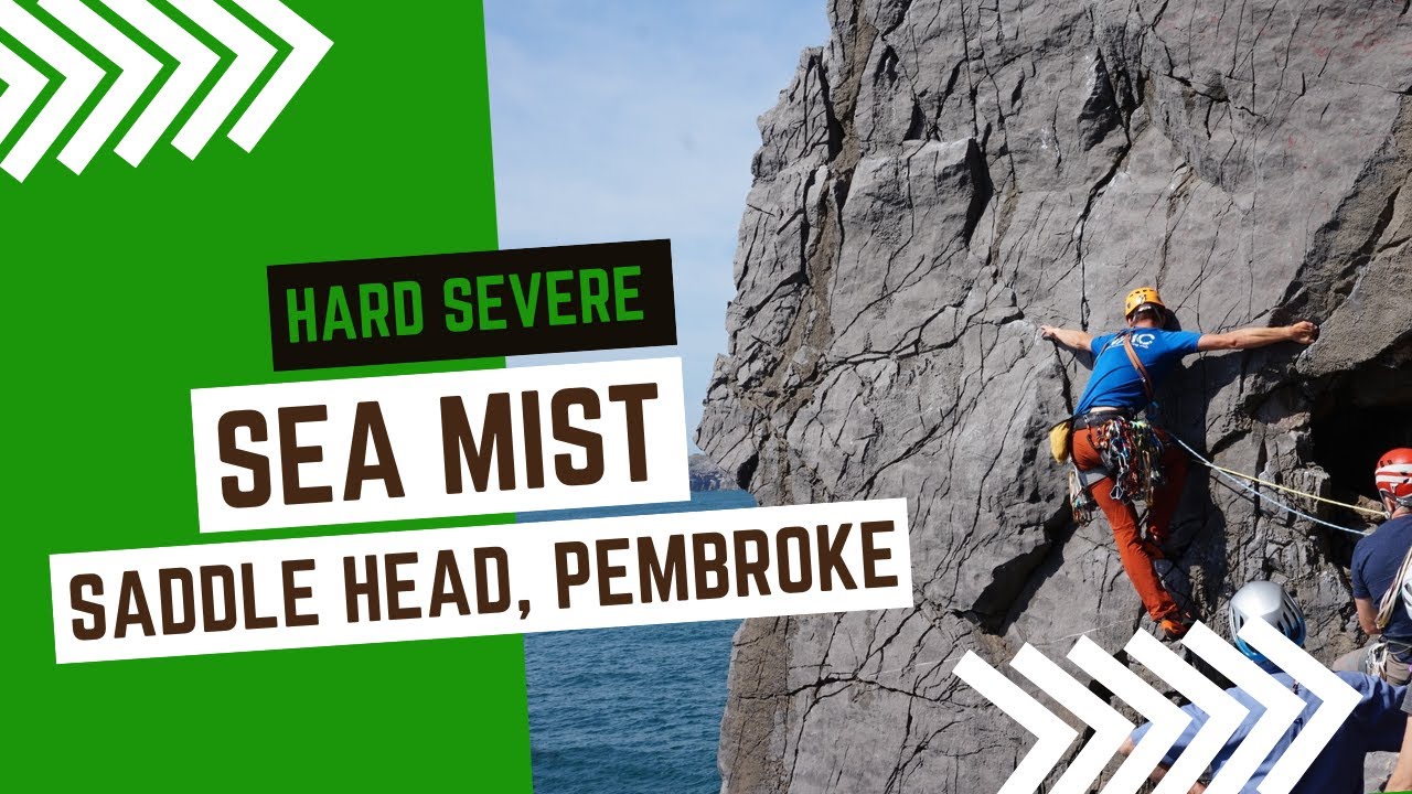 Trad climbing in Pembrokeshire - Sea Mist - Hard Severe 4a** - Saddle Head