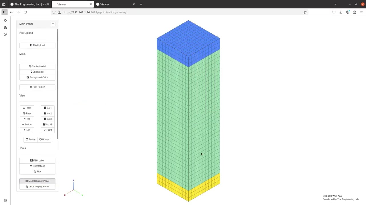 Previewing the TOPVAR entry in a web app when using MSC Nastran Topology Optimization