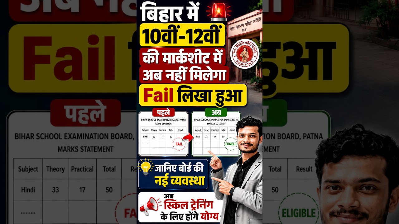 🚨 बिहार बोर्ड छात्रों के लिए बड़ी खबर! अब 10वीं-12वीं की मार्कशीट में अब नहीं मिलेगा Fail लिखा हुआ