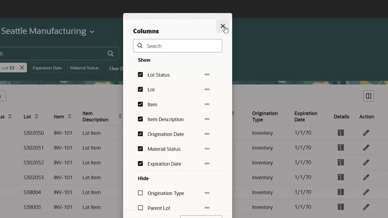 Manage Lots and Serial Numbers Using a Redwood Page