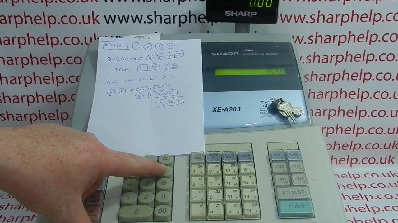 Tax Vat Rate Programming Instructions Sharp XE-A203 / XE-A206 / XE-A20S / XE-A506 Cash Registers