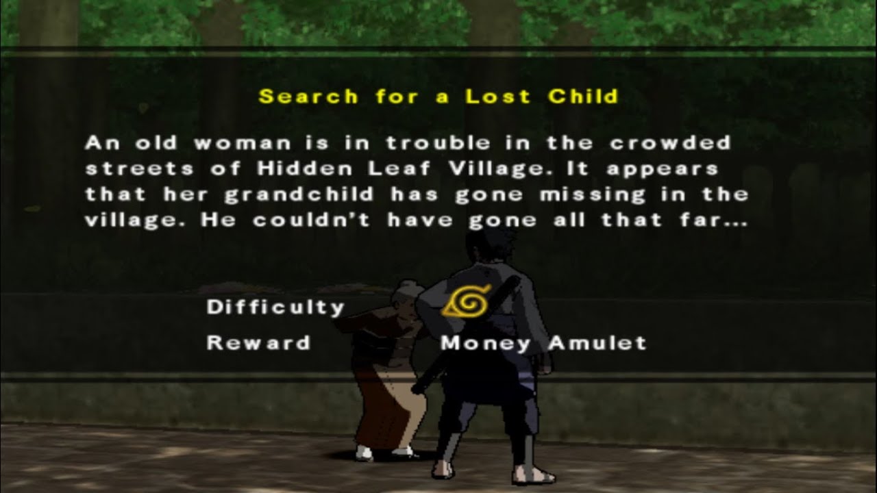 Search For A Lost Child (Side Quest) - sasuke shippuden ultimate ninja 5 walkthrough