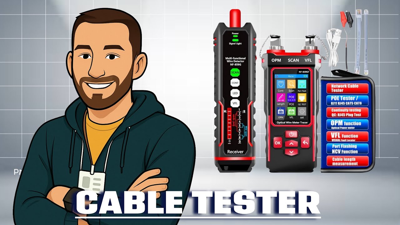 NOYAFA NF 859GT Ethernet & Fiber Multi Cable Tester & Toner  - Remote / Local Wire Mapping, VFL, PoE