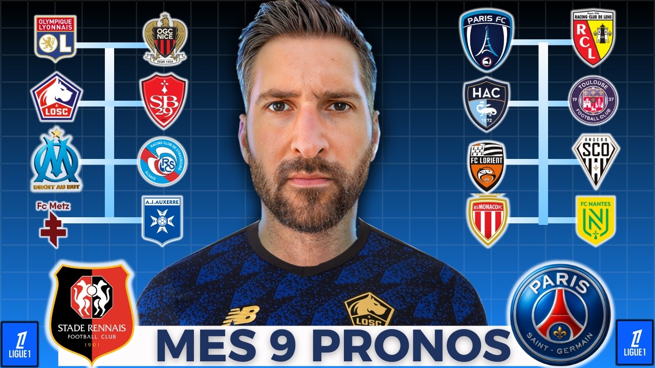 🇫🇷 Mes 9 pronos LIGUE 1 ( Rennes - PSG / Marseille - Strasbourg / Lyon - Nice )