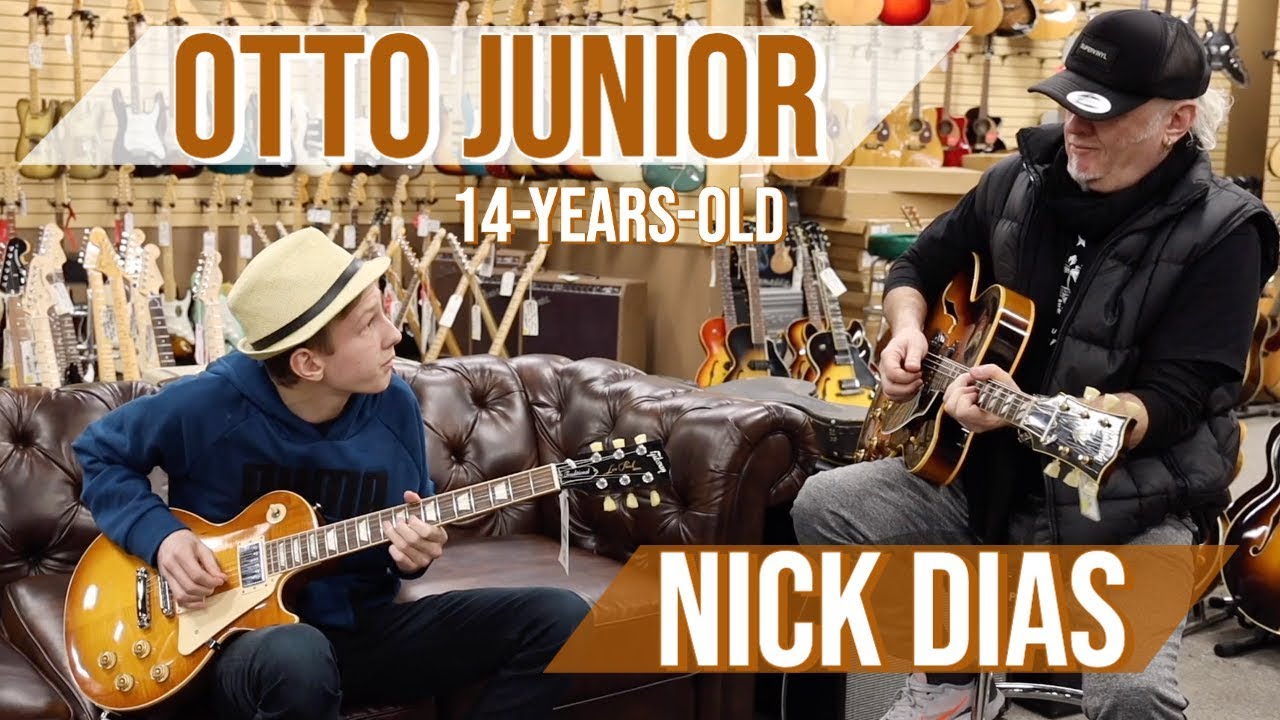 14-years-old Otto Junior and Nick Dias jamming at Norman's Rare Guitars