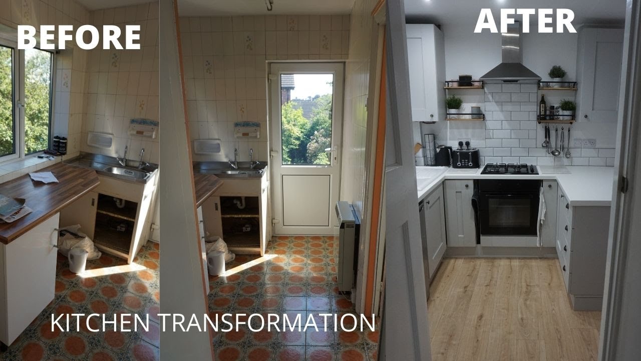 Kitchen Renovation Transformation, before, during & complete