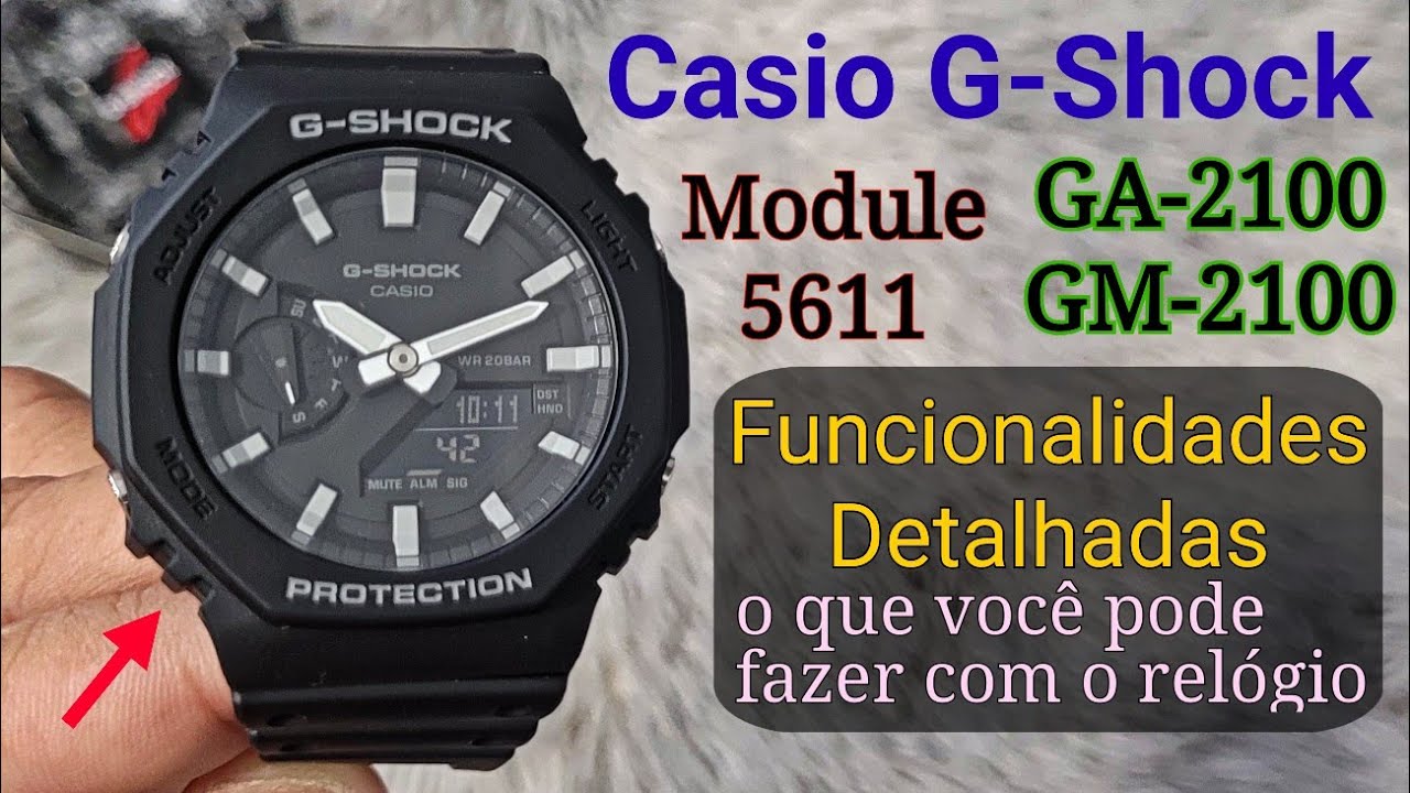 Recursos e Funções (detalhados) do Relógio Casio G-Shock GA-2100 GM-2100 Módulo 5611⌚️