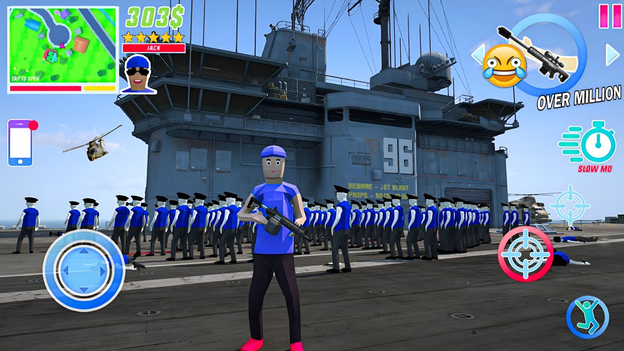 Jack Aircraft Carrier Rampage Ten Star Escape Dude Theft Wars in GTA 5! Gameplay