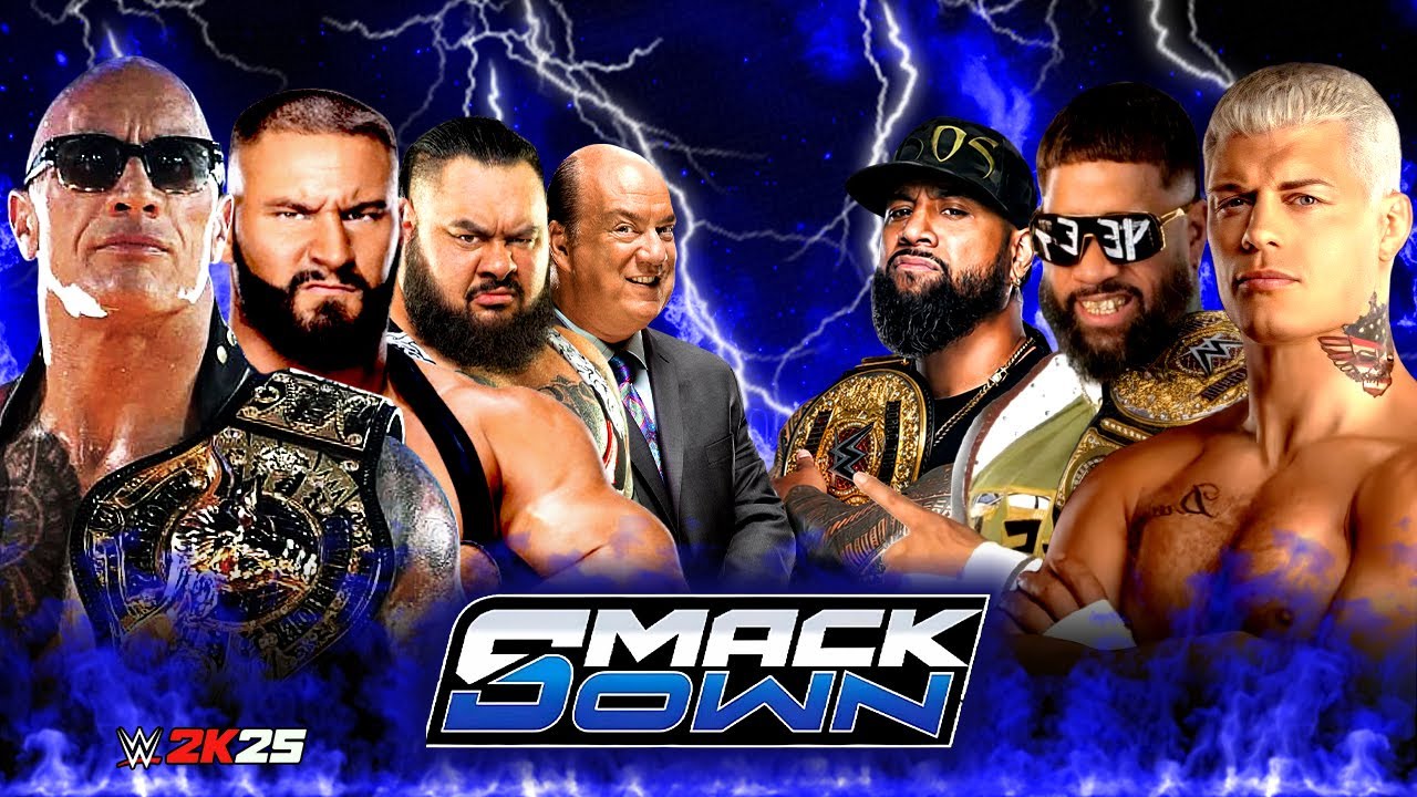WWE SMACKDOWN: The Rock & The Vision с Полом Хейманом против Коди Роудса, Джея Усо и Джимми Усо -...