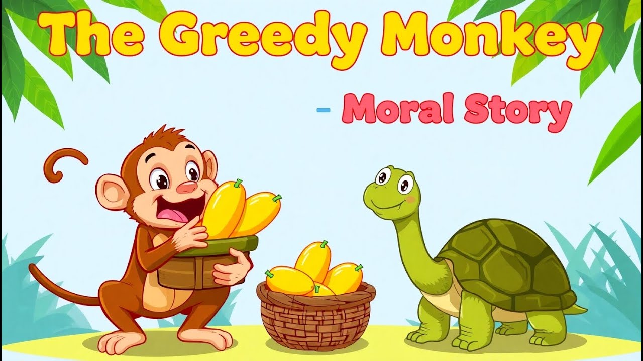 The Greedy Monkey 🐒 | Moral Story in English | Bedtime Story for Kids with Learning