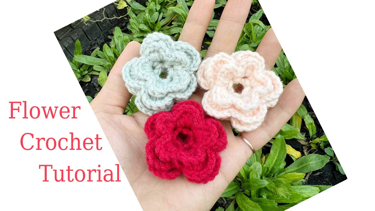 How To Crochet Simple Flower, Flower Crochet Pattern Very Simple Tutorial