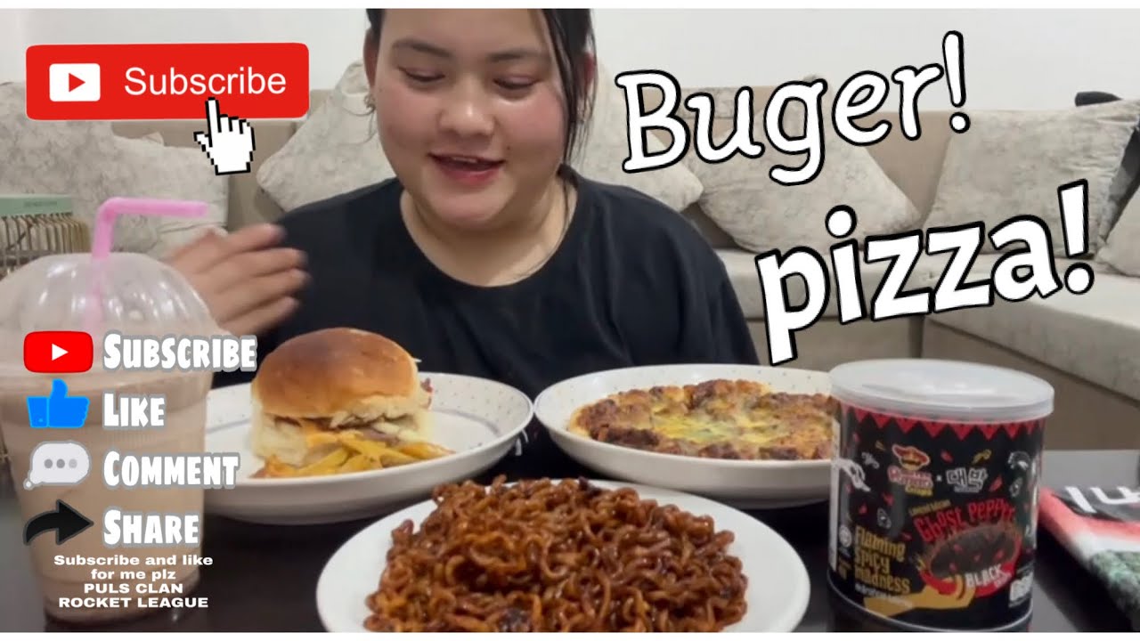 Burgar , Pizza and samyang Mukbang! | All my favourite 🥰🤤