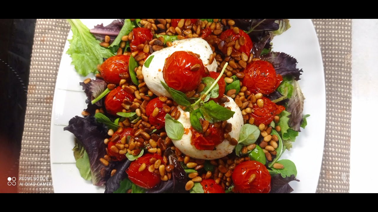 ensalada de burrata con tomate confitado
