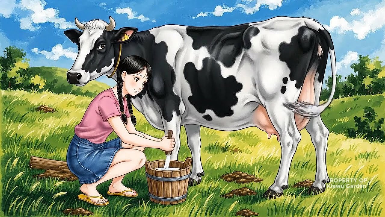 Ghibli Style ASMR | Milking Fresh Cow’s Milk from the Green Farm