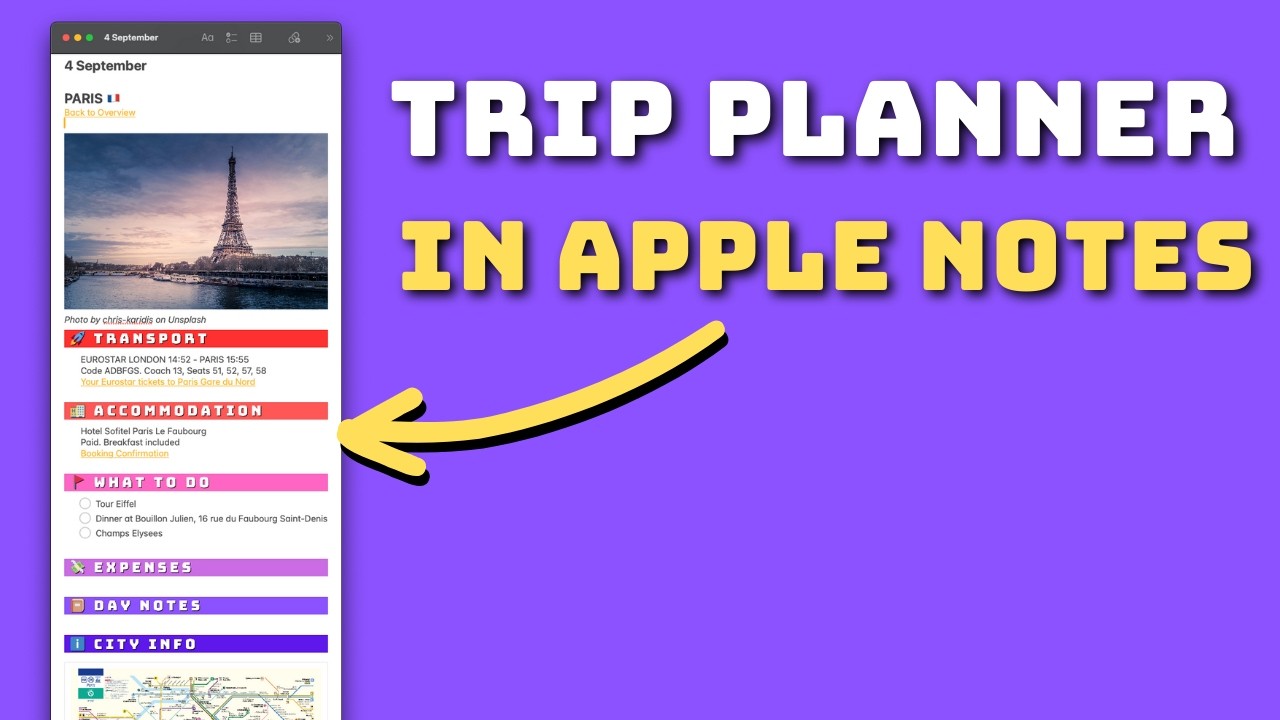 Travel Planning Made Easy: Apple Notes Edition | Apple Notes Trip Planner Tutorial