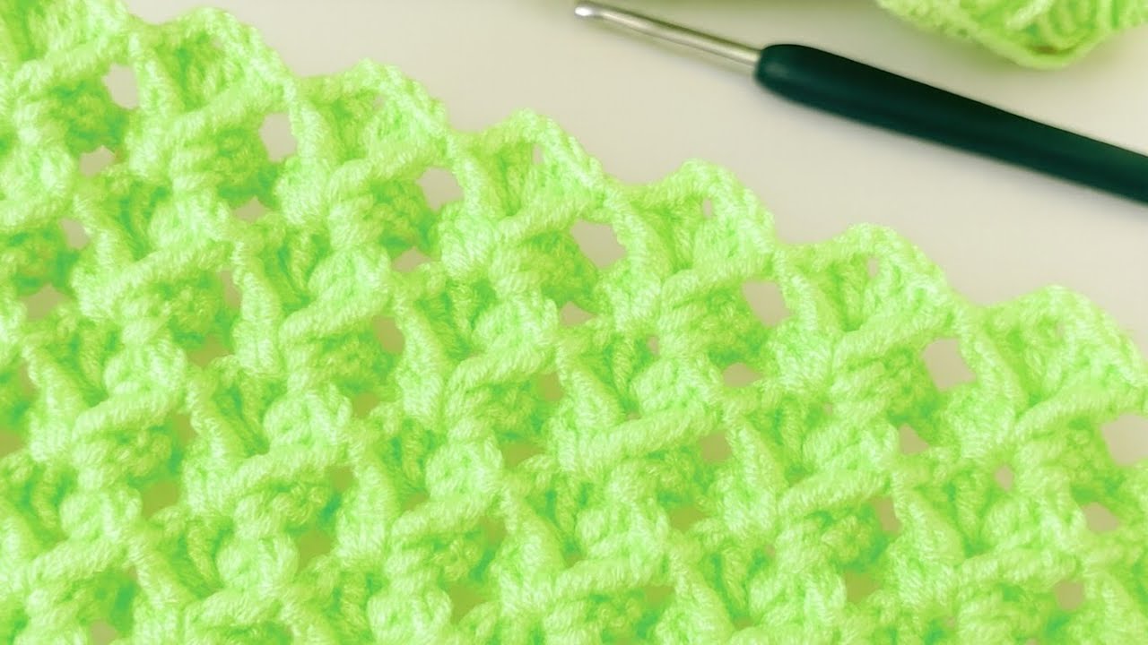Супер-забавный узор крючком 💚 Красивый узор для свитера или кардигана