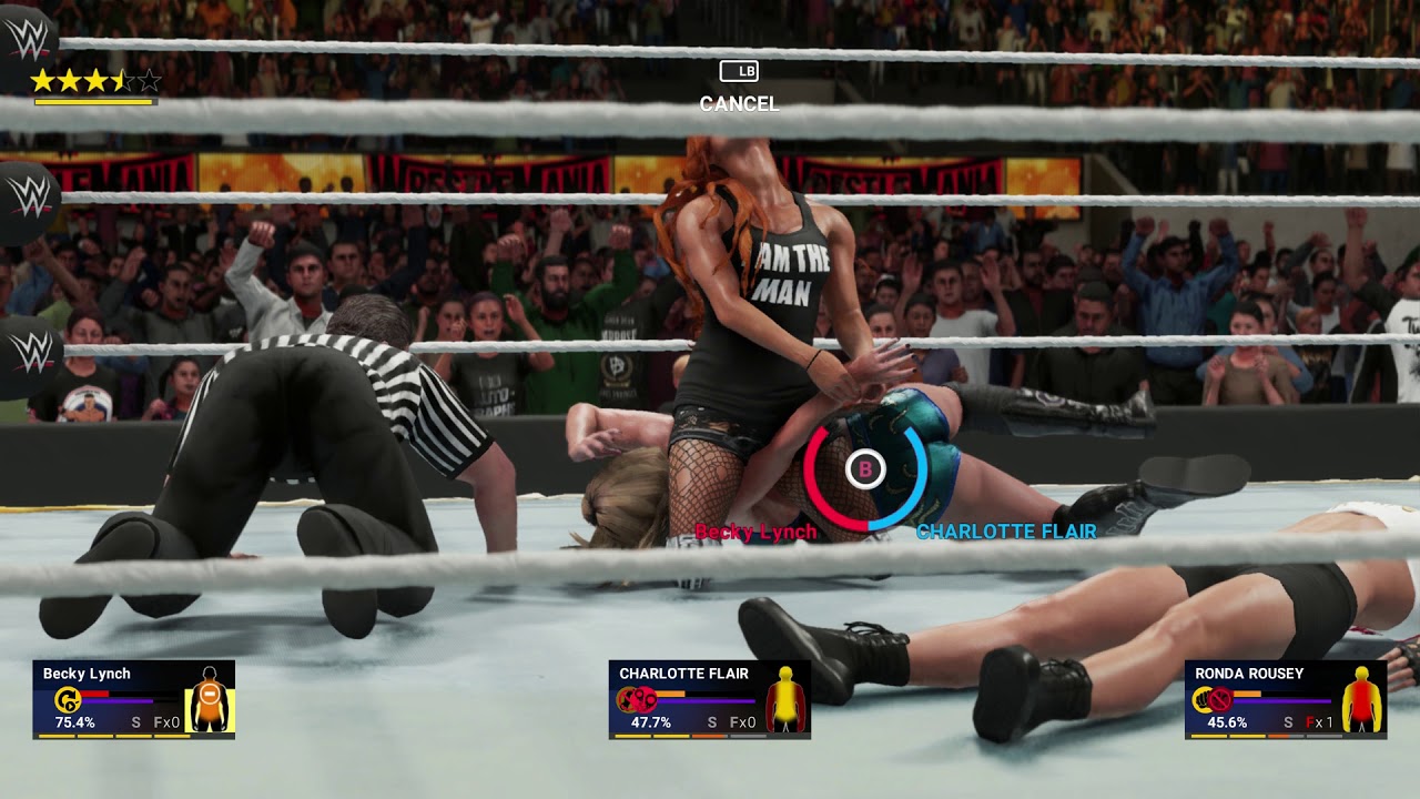 WrestleMania 35: Becky Lynch vs Charlotte Flair vs Ronda Rousey (WWE 2K19)