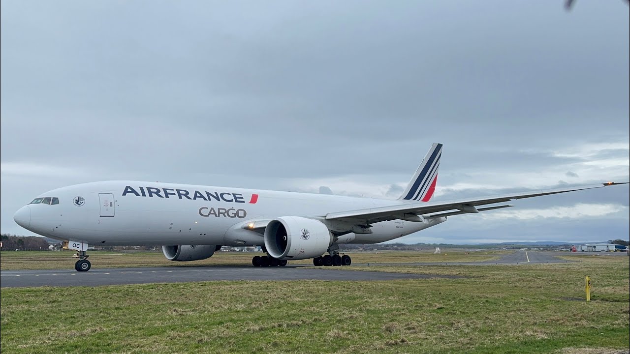 Rare Coastguard Sikorsky s-92 and Airfrance Cargo 777 Takeoff at Prestwick!