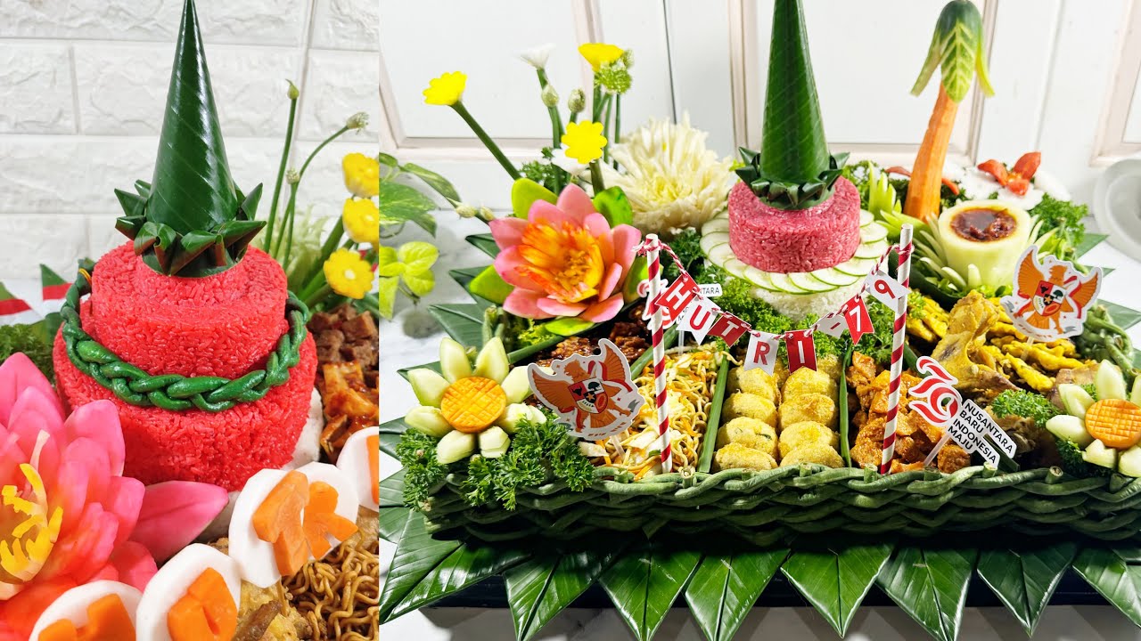 TERBARU 2024‼️ TUTORIAL GARNISH & MENGHIAS TUMPENG 17 AGUSTUS JUARA 1, TUMPENG MERAH PUTIH