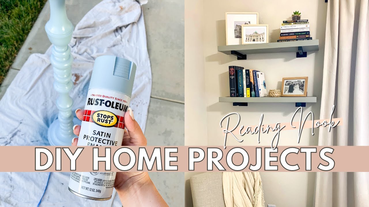 DIY COZY READING NOOK + DIY LAMP MAKEOVER | diy home project ideas + easy diy home decor ideas