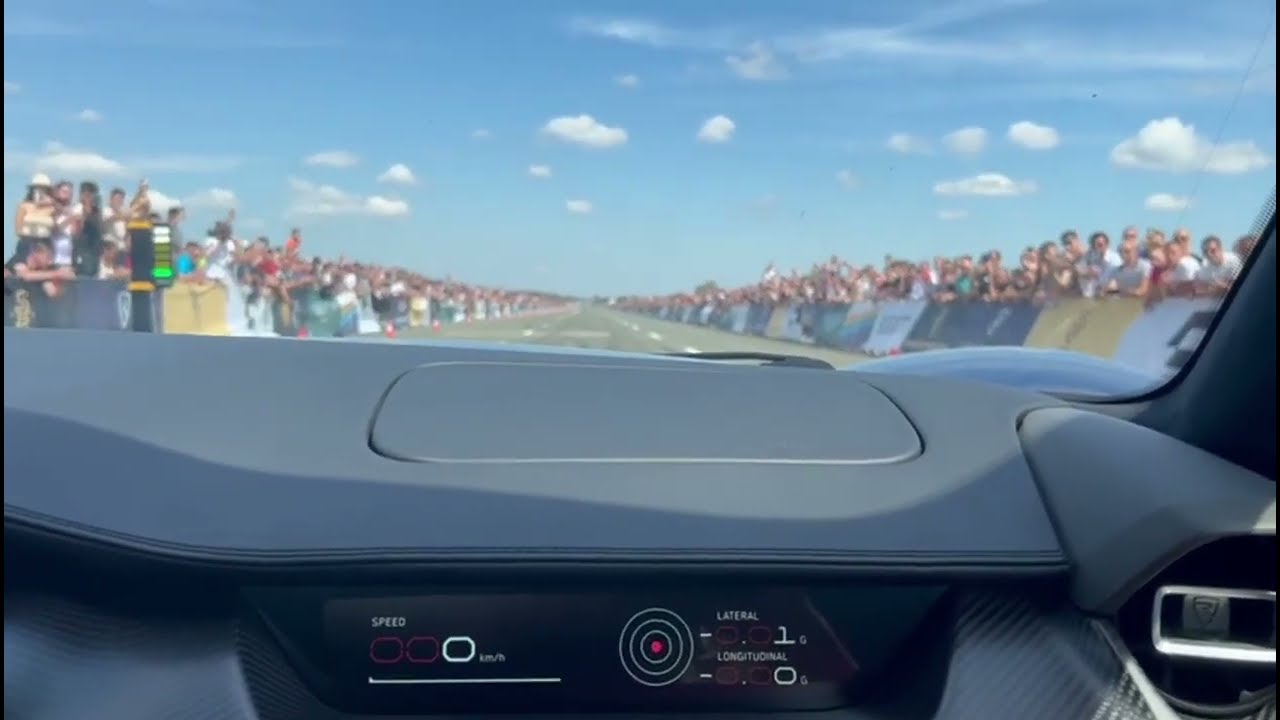 RIMAC Nevera - insane 350 km/h near the crowd [passenger POV, full throttle]