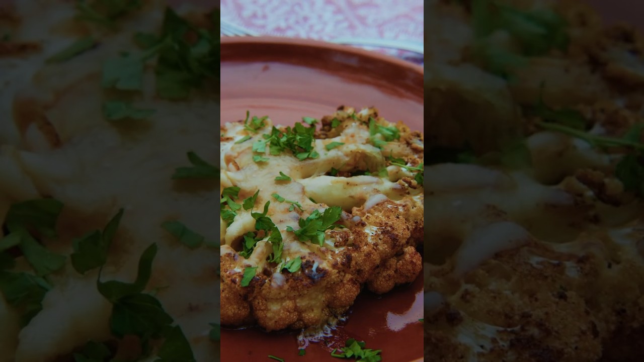 Cheesy Cauliflower Steak🧀 #village #cooking #outdoors #cauliflowersteak