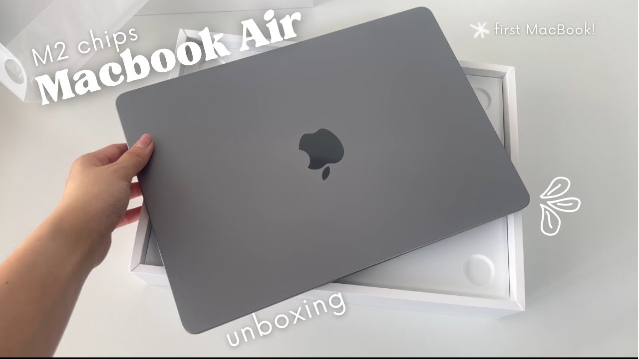 unboxing my first m2 macbook air ✨📦  | 13” space grey |  setup, customisation