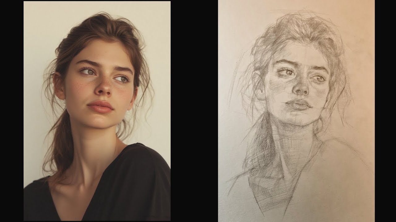 How to Turn a Photo into a Stylized Pencil Portrait | Step-by-Step Sketching Process