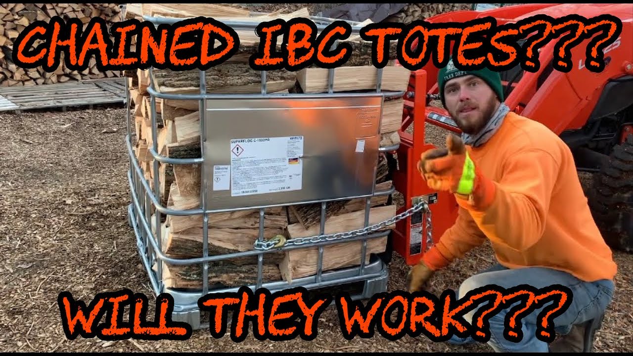 #64 Loading Ash Firewood into Dump Trailer using Chained IBC Totes