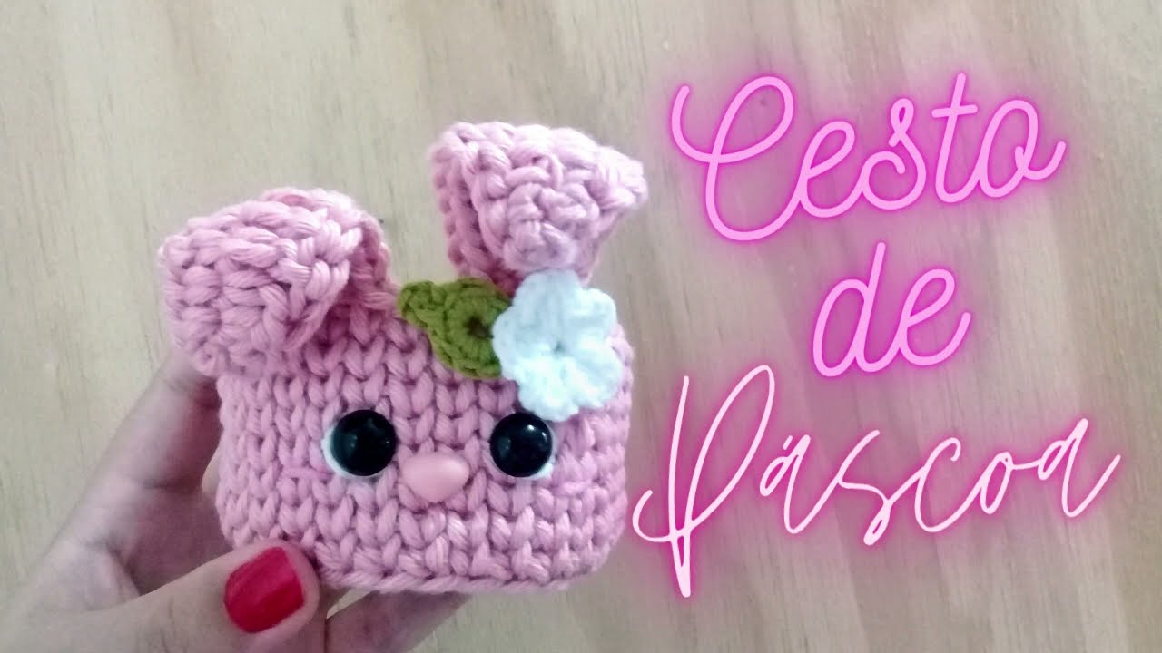 Cesto de Coelho Crochê - Feito de Barbante n°8