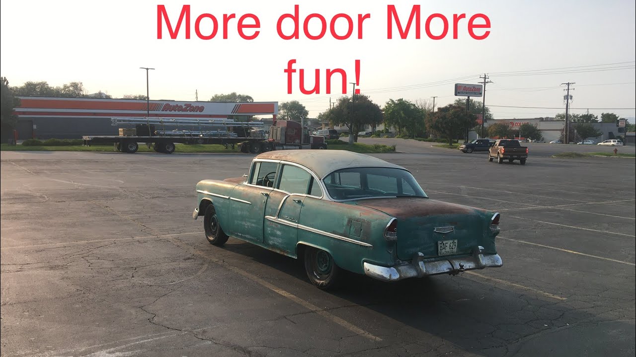 Cruising in the more door more fun 55 Bel Air Chevy Sedan!