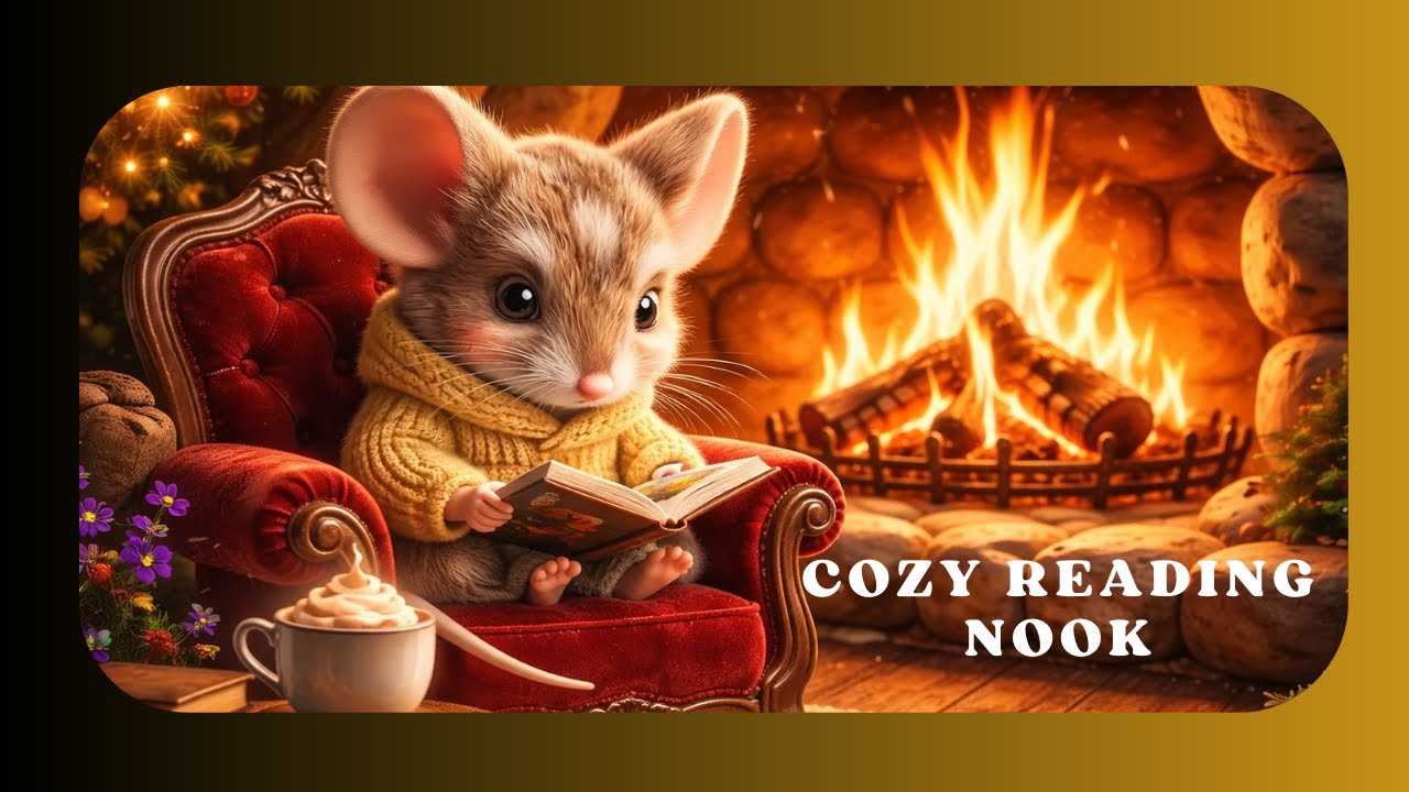 Hedgehog Hideaway 🔥 Cozy Reading Nook | Relaxing Music & Crackling Fire for Focus & Calm