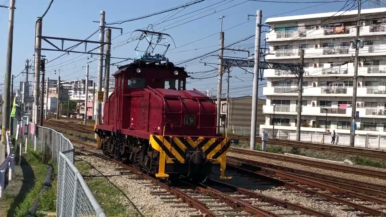 炭鉱電車19号　単機で仮屋川操車場へ入線