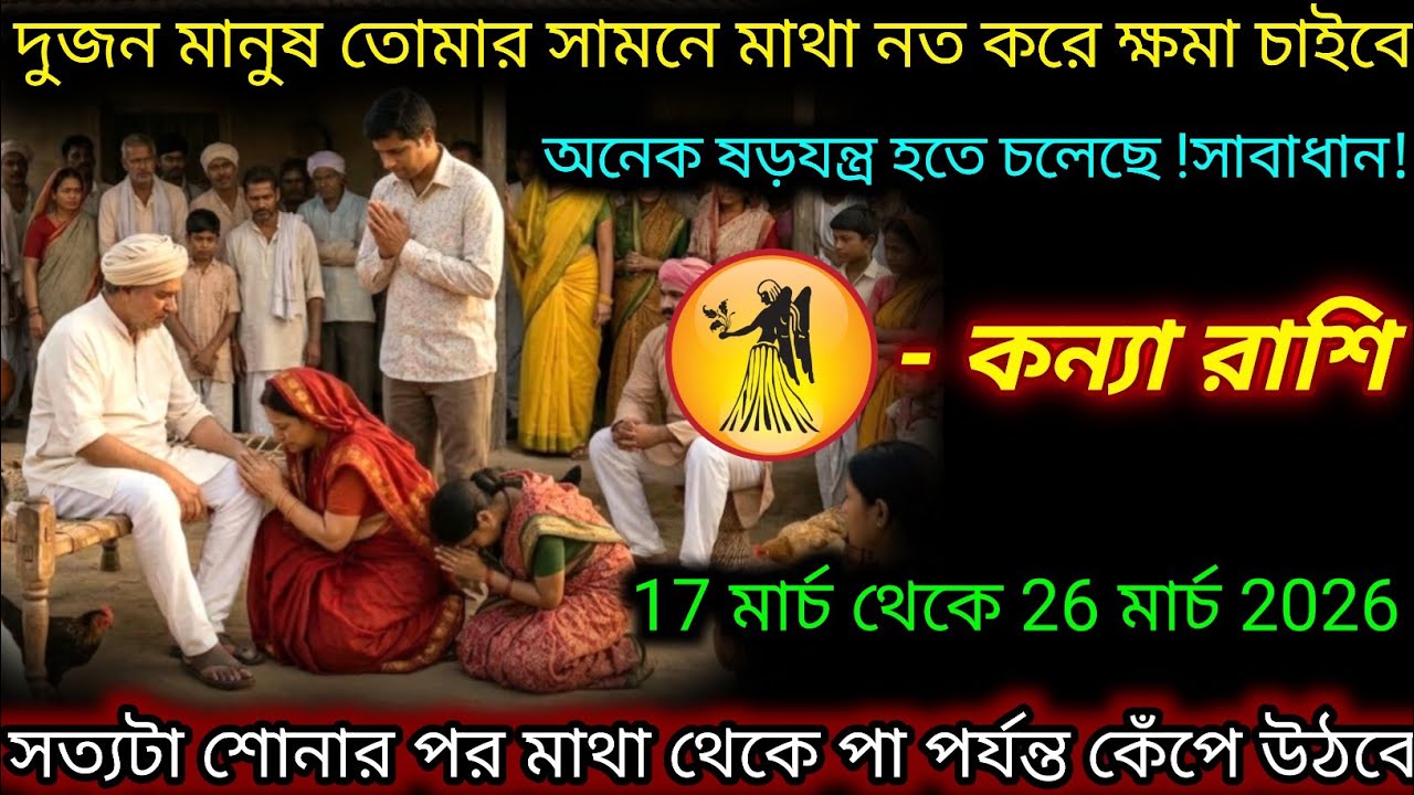 কন্যা রাশি ♍ দুজন মানুষ পায়ে ধরে ক্ষমা চাইবে | 17 March - 26 March 2026