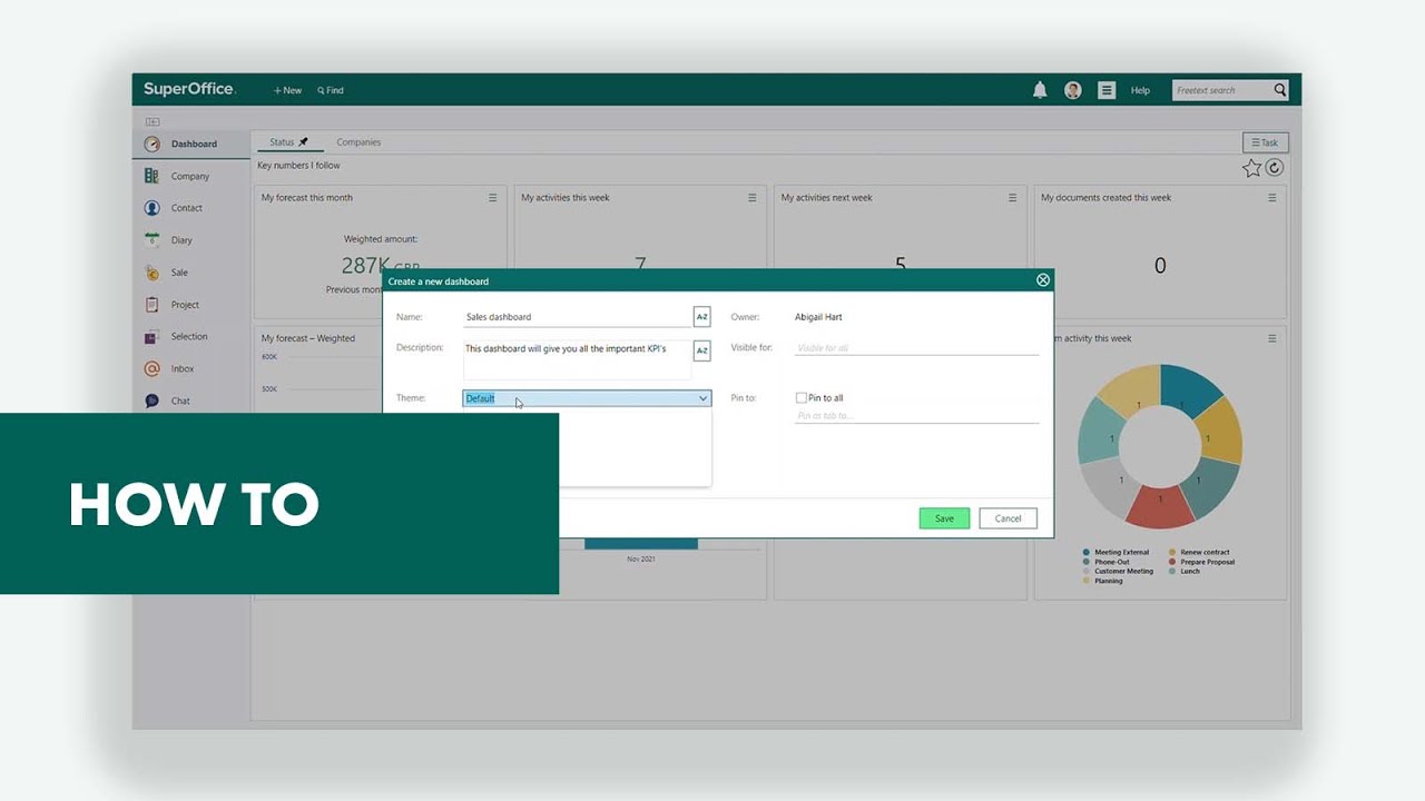 How to create and edit a dashboard in SuperOffice CRM