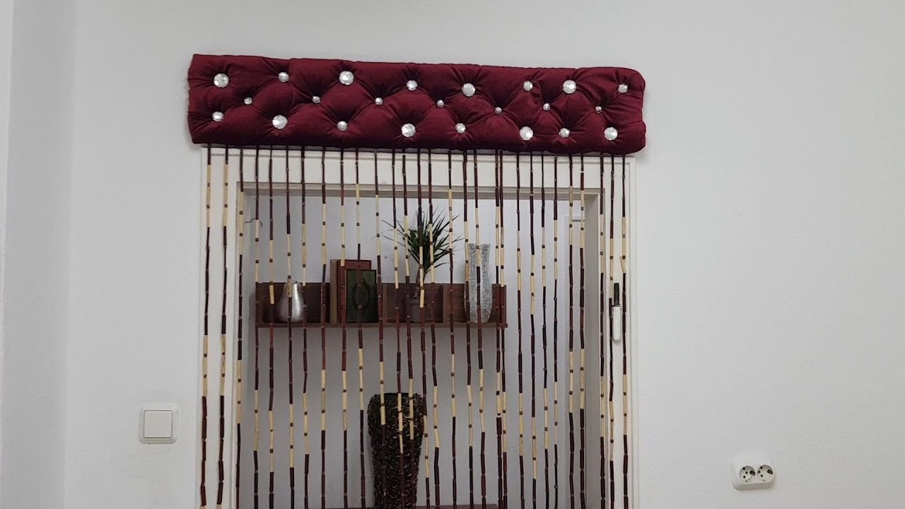 DIY.How to make an elegant bead curtain with upholstery fabric.