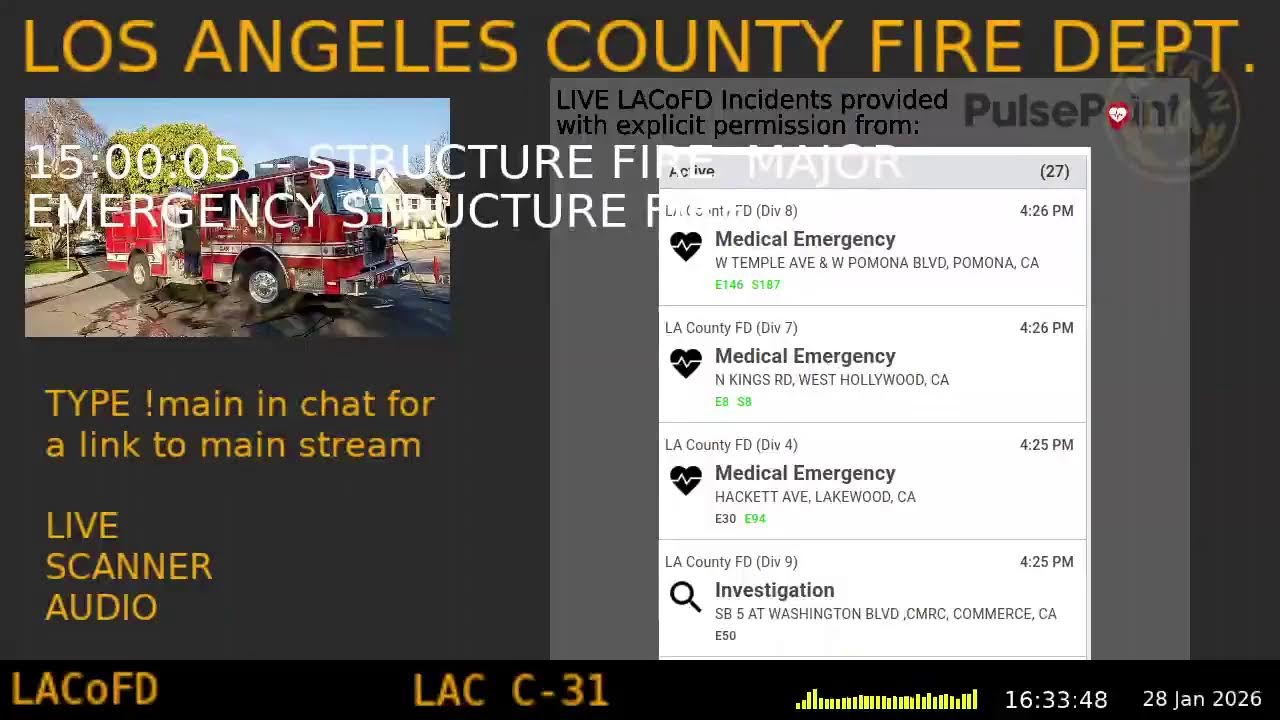 Stream 9 - LACoFD - LA Captain - Ninth Scanner Feed - 28-Jan-2026 - Stream 9
