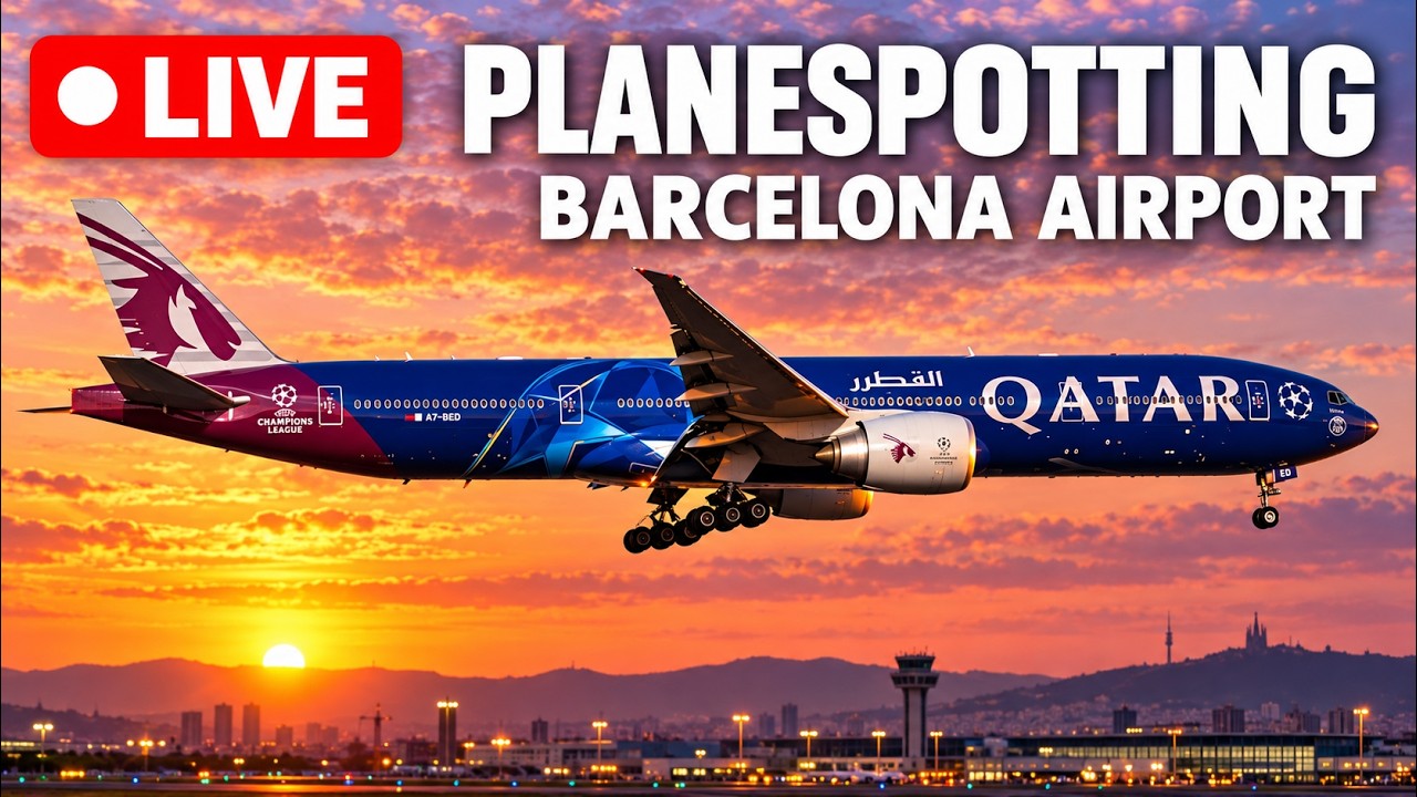 🔴LIVE Planespotting BCN Airport  QATAR B777 UEFA Champions League Today 14/10/2026✈️