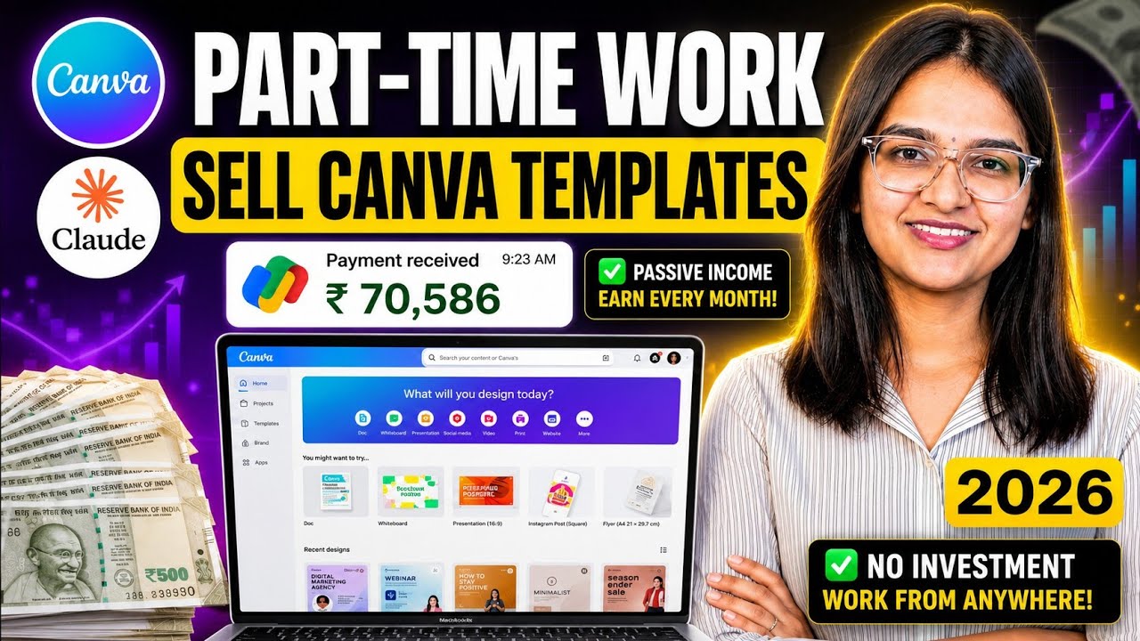 🔥WORK FROM HOME 2026 | How to Make Money with Canva + Claude AI in 2026 | Part time work 4 Beginners