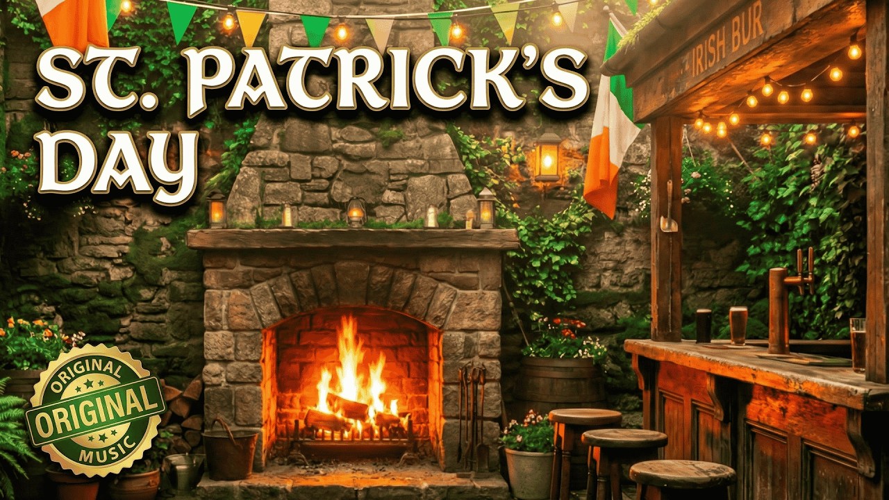 St. Patrick's Day Ambience ☘️ Lively Irish Pub, Folk Music & Fireplace (Original Irish Folk Music)