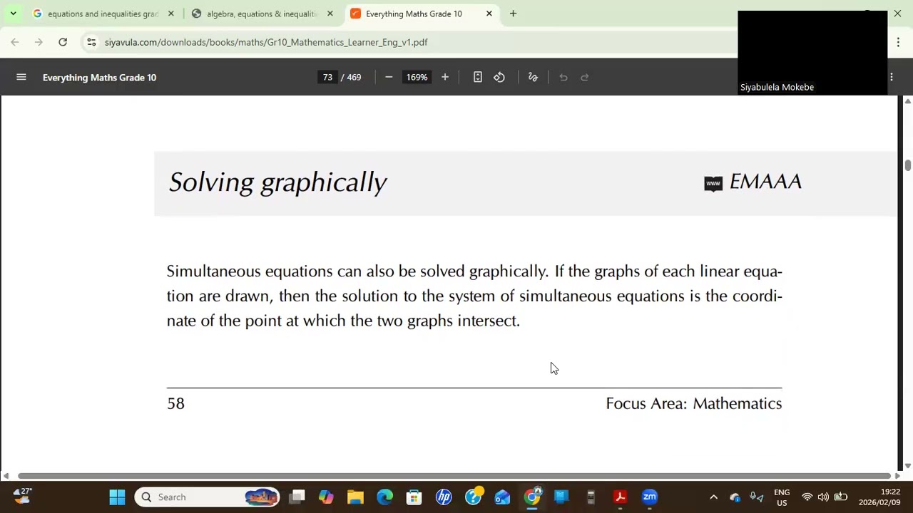 Simultaneous equations grade 10