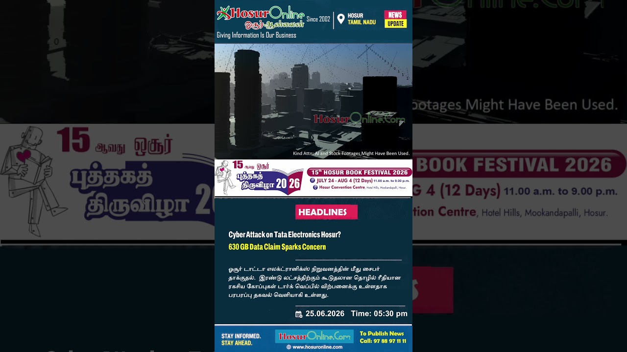Ransomware Group Claims Tata Electronics Data Breach #hosurnews #news #hosur