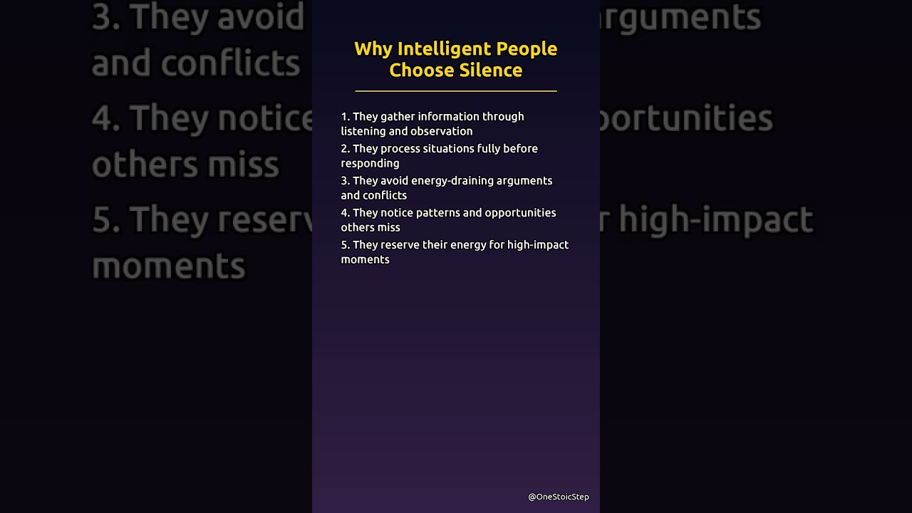 🤫 Why Intelligent People Choose Silence | Stoic Strategy