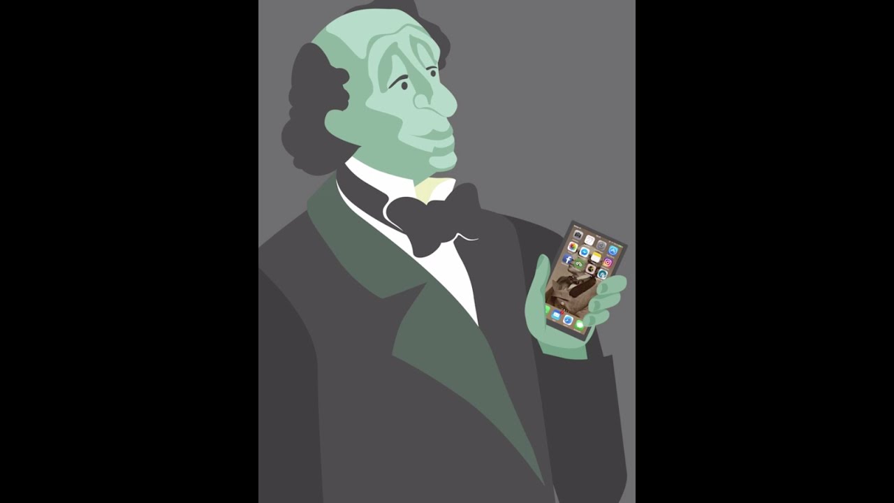 H.C. Andersen bruger en smartphone