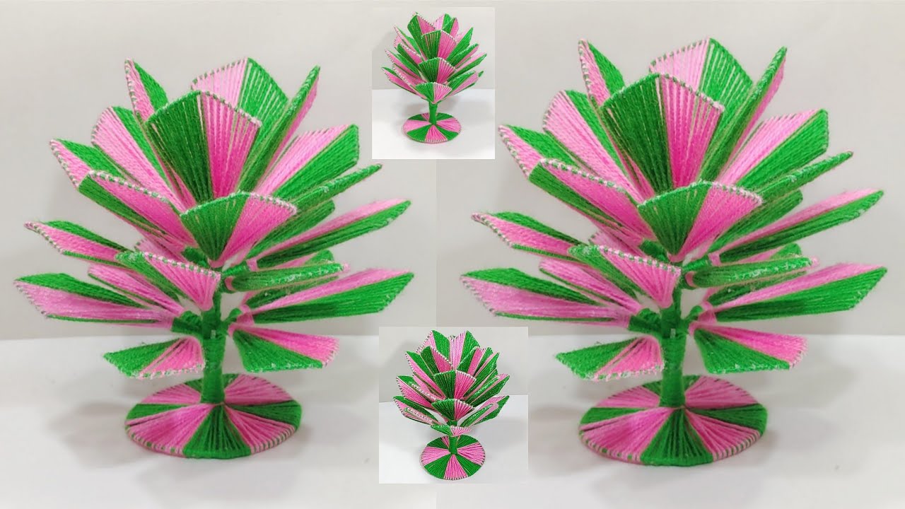ऊन से गुलदस्ता बनाने का तरीका/DIY EASY WOOLEN FLOWERS GULDASTA/WOOLEN FLOWER VASE CRAFT IDEA