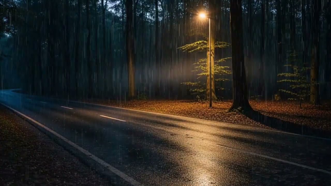 Peaceful Rainy Night by the Roadside House 🌧️ 40 Minutes Relaxing ASMR Ambience